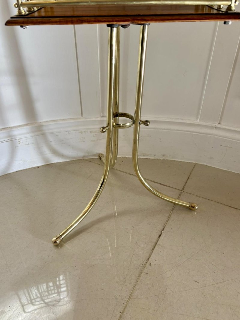 Antique Victorian Quality Brass and Oak Magazine Stand